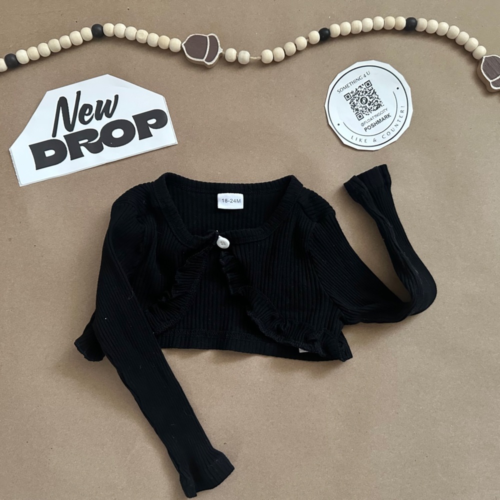Black Ribbed Cardigan - Picture 1 of 3